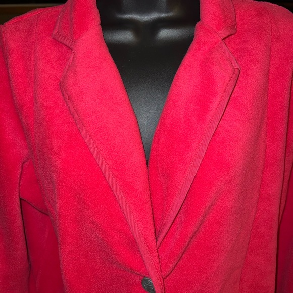 Lands’ End Fleece Blazer Style Sweater Jacket - Picture 2 of 8